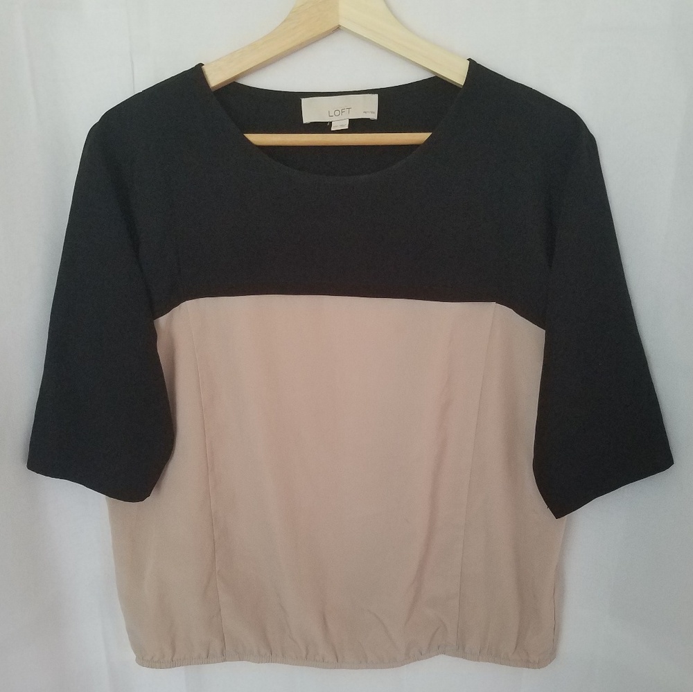 LOFT black & cream color block blouse (XSP)